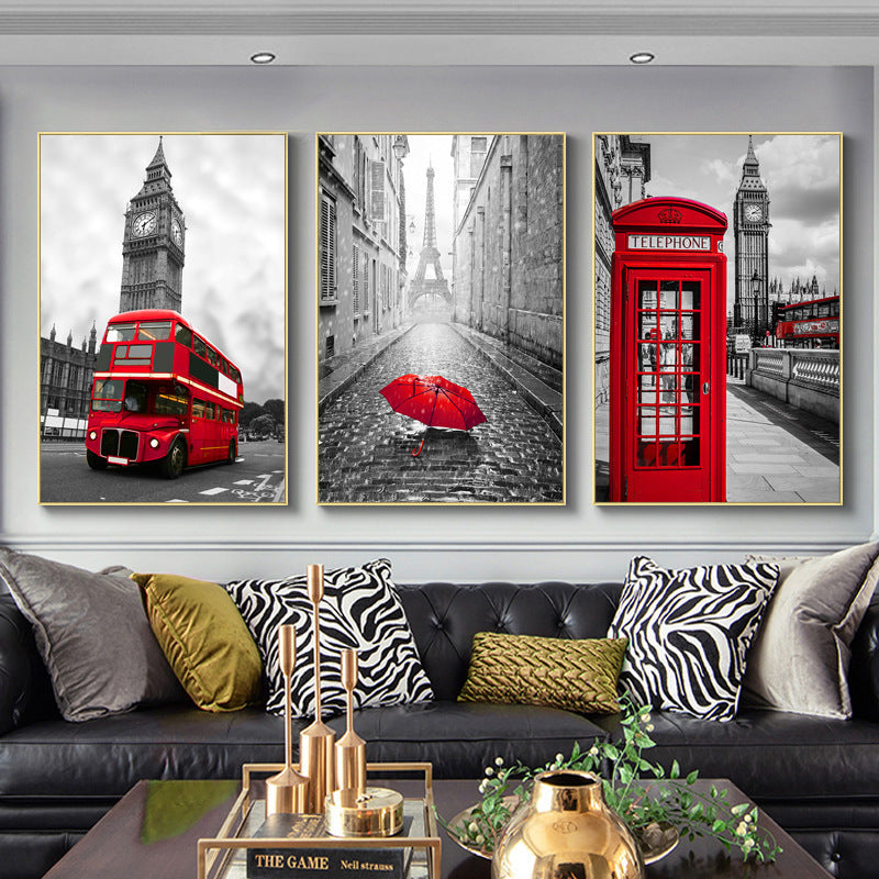 KTX-498003 London Street Modern Simplicity Frameless Architectural Decoration Paintings - Three Sizes Available
