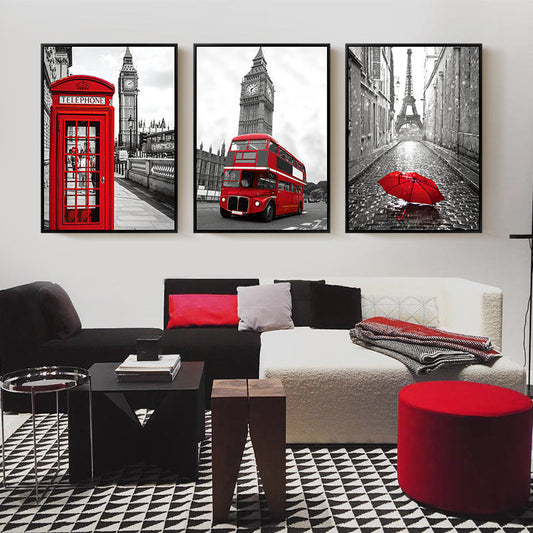 KTX-498003 London Street Modern Simplicity Frameless Architectural Decoration Paintings - Three Sizes Available