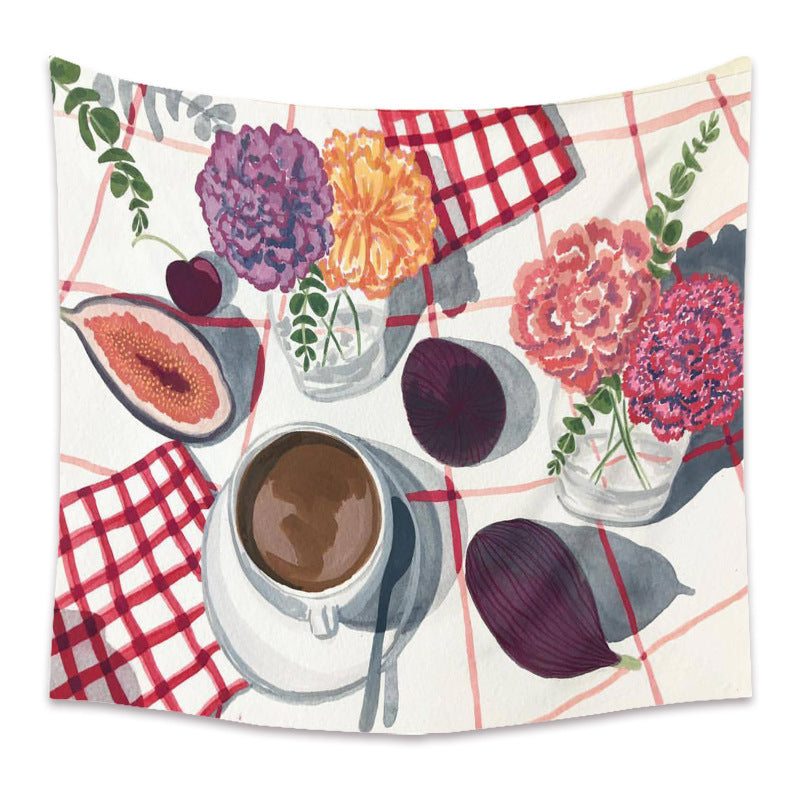 KTX-498067 Cartoon Plant-Themed Polyester Fiber Tapestry Mural - Various Sizes Available