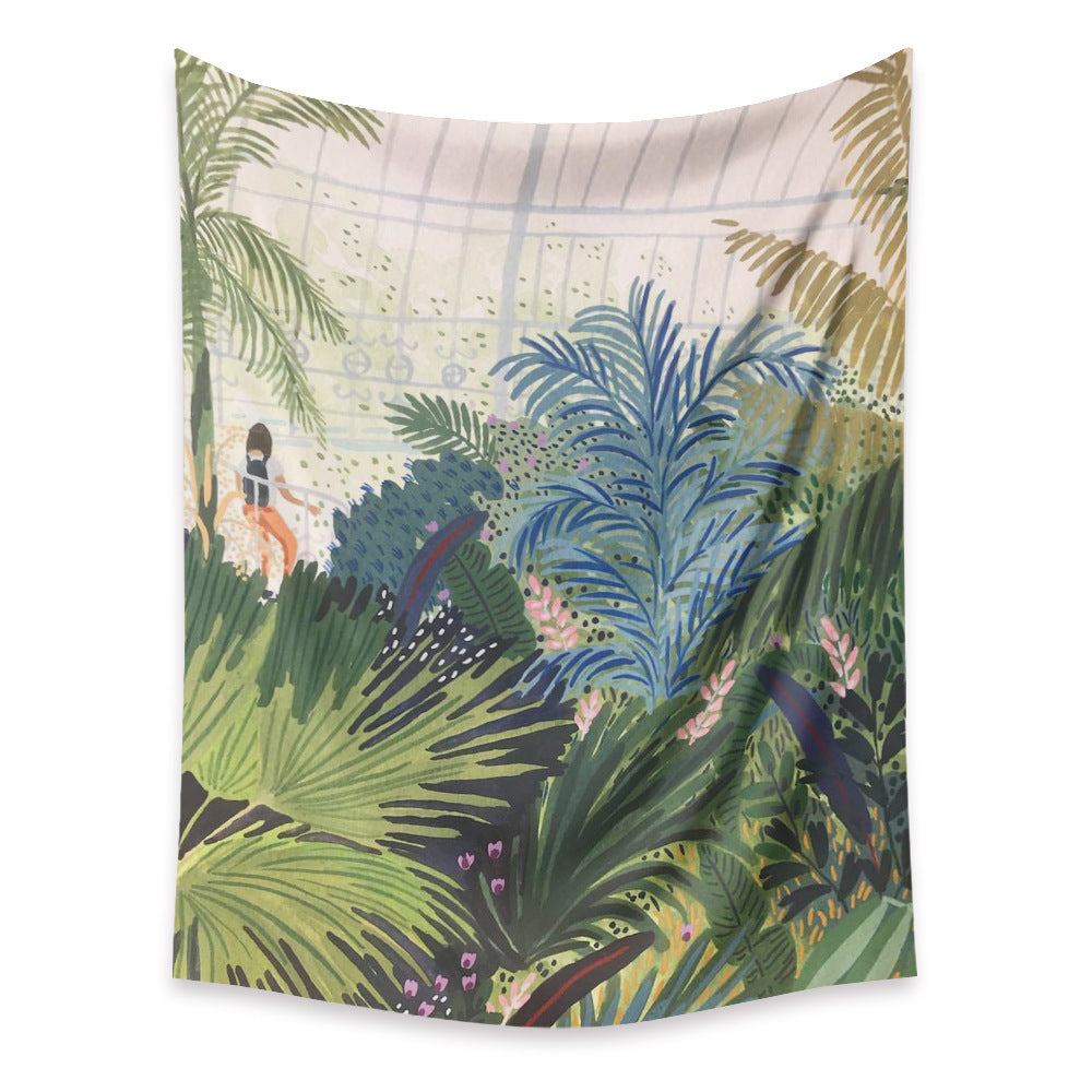 KTX-498067 Cartoon Plant-Themed Polyester Fiber Tapestry Mural - Various Sizes Available