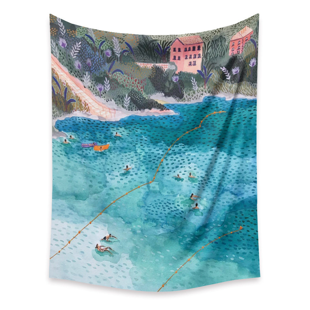 KTX-498067 Cartoon Plant-Themed Polyester Fiber Tapestry Mural - Various Sizes Available