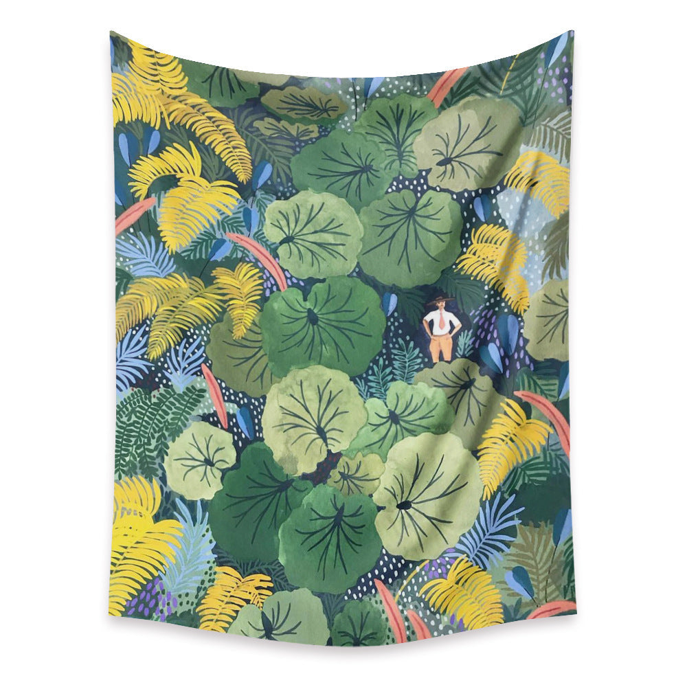 KTX-498067 Cartoon Plant-Themed Polyester Fiber Tapestry Mural - Various Sizes Available