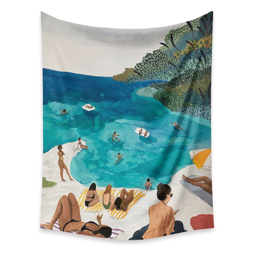 KTX-498067 Cartoon Plant-Themed Polyester Fiber Tapestry Mural - Various Sizes Available