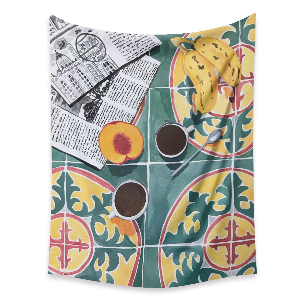 KTX-498067 Cartoon Plant-Themed Polyester Fiber Tapestry Mural - Various Sizes Available