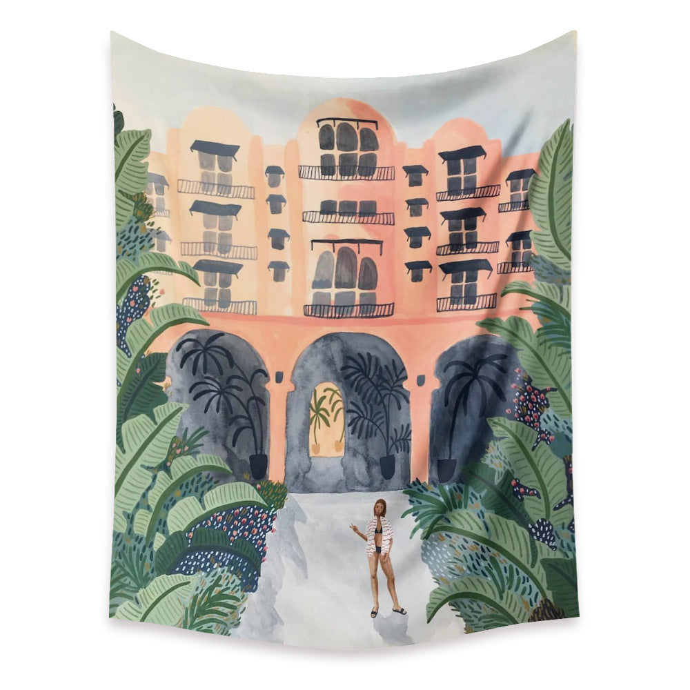 KTX-498067 Cartoon Plant-Themed Polyester Fiber Tapestry Mural - Various Sizes Available