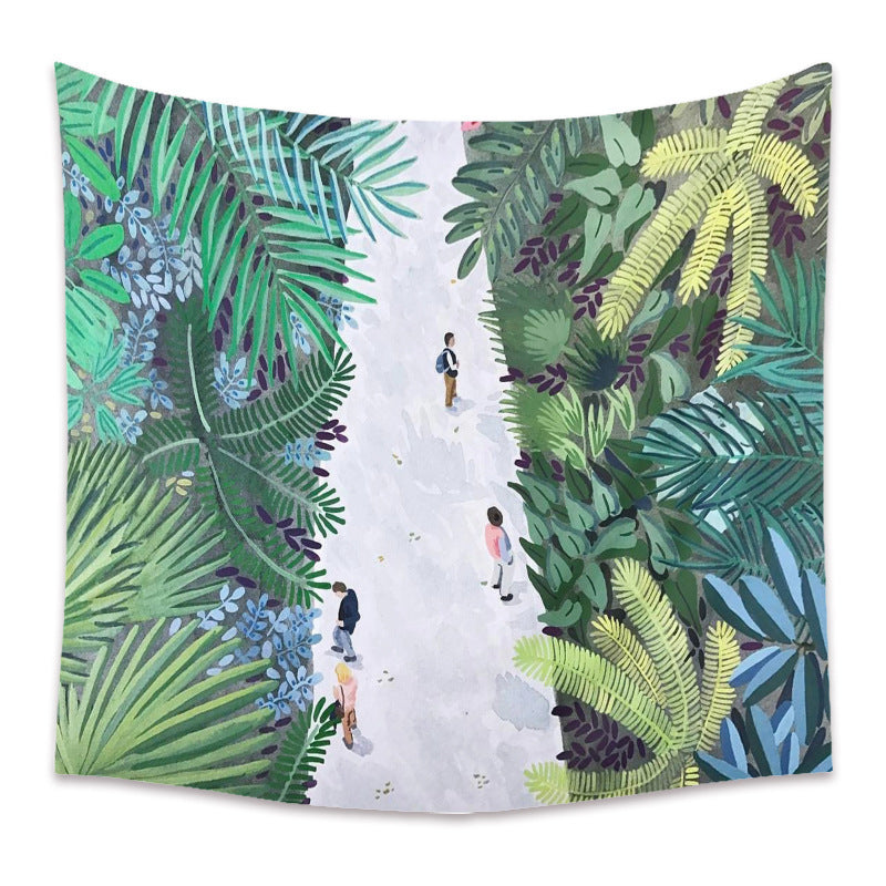 KTX-498067 Cartoon Plant-Themed Polyester Fiber Tapestry Mural - Various Sizes Available