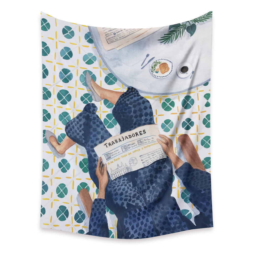 KTX-498067 Cartoon Plant-Themed Polyester Fiber Tapestry Mural - Various Sizes Available