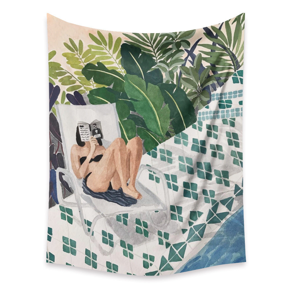 KTX-498067 Cartoon Plant-Themed Polyester Fiber Tapestry Mural - Various Sizes Available