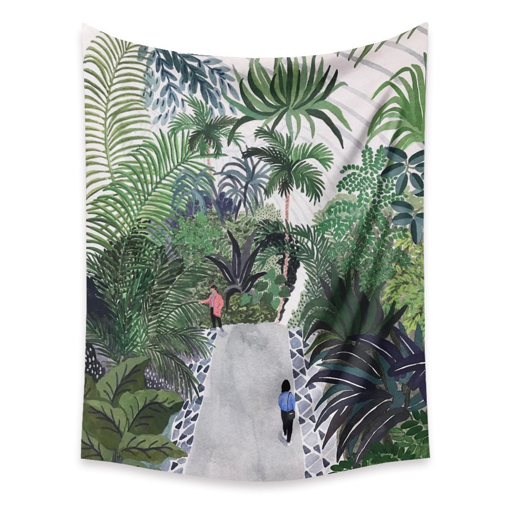 KTX-498067 Cartoon Plant-Themed Polyester Fiber Tapestry Mural - Various Sizes Available