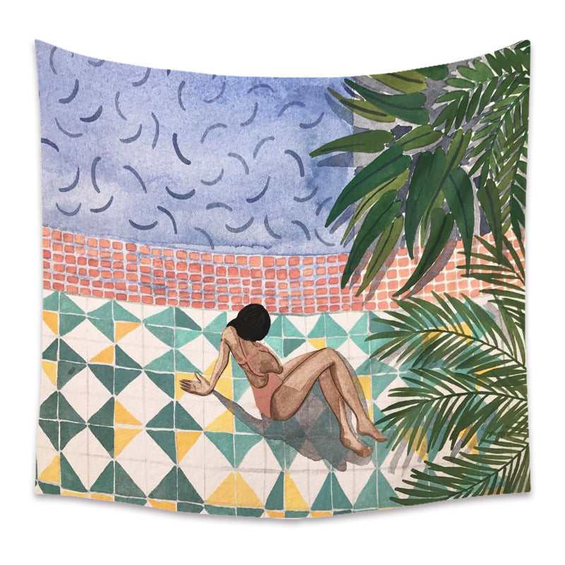 KTX-498067 Cartoon Plant-Themed Polyester Fiber Tapestry Mural - Various Sizes Available