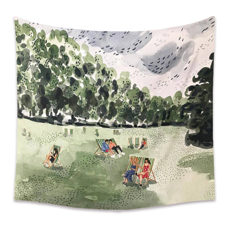 KTX-498067 Cartoon Plant-Themed Polyester Fiber Tapestry Mural - Various Sizes Available