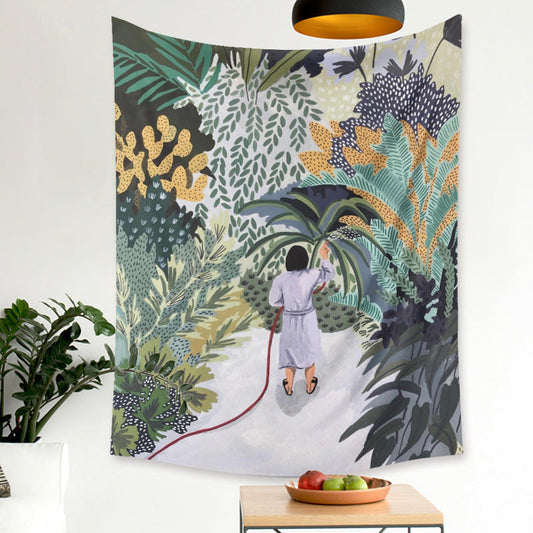 KTX-498067 Cartoon Plant-Themed Polyester Fiber Tapestry Mural - Various Sizes Available