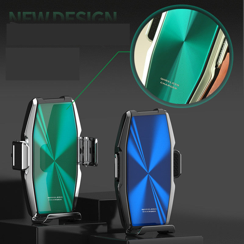 KTX-498131 Car Wireless Charger with Mobile Phone Holder - Model S9, Blue/Green, CE Certified