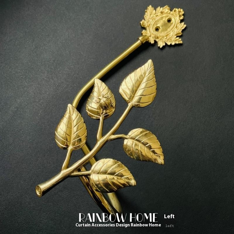 KTX-498771 Lily Little Angel Wings Brass Curtain Hooks with Decorative Leaf and Flower Designs