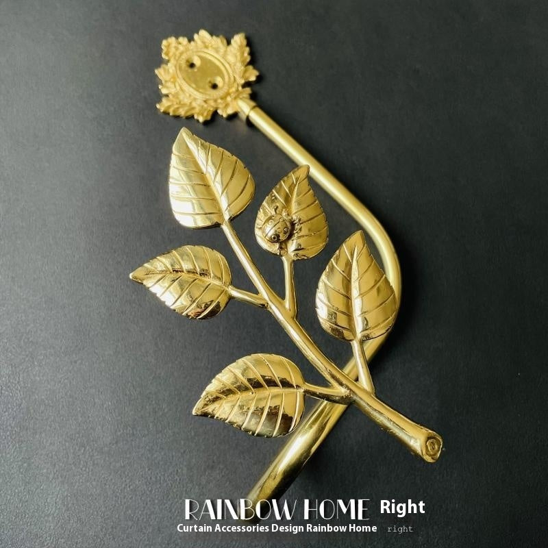 KTX-498771 Lily Little Angel Wings Brass Curtain Hooks with Decorative Leaf and Flower Designs