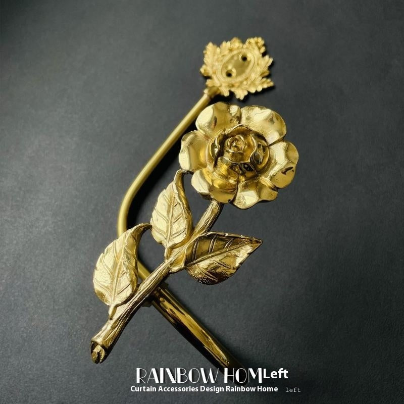 KTX-498771 Lily Little Angel Wings Brass Curtain Hooks with Decorative Leaf and Flower Designs