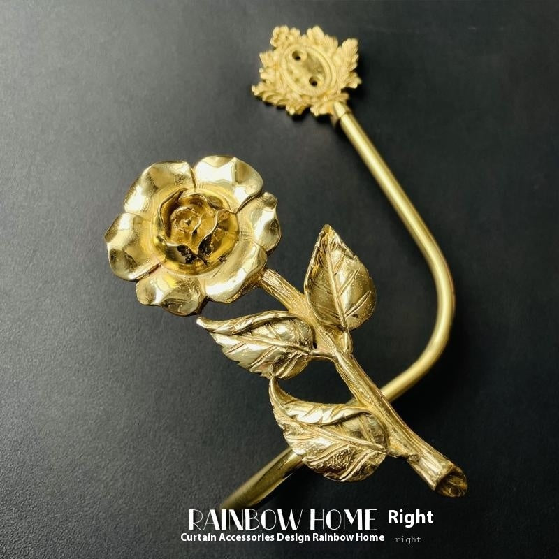 KTX-498771 Lily Little Angel Wings Brass Curtain Hooks with Decorative Leaf and Flower Designs