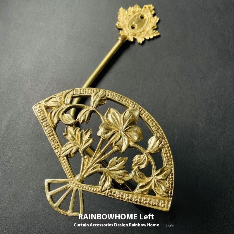 KTX-498771 Lily Little Angel Wings Brass Curtain Hooks with Decorative Leaf and Flower Designs