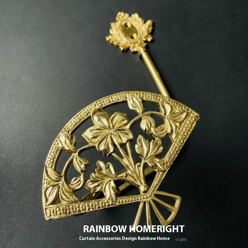 KTX-498771 Lily Little Angel Wings Brass Curtain Hooks with Decorative Leaf and Flower Designs