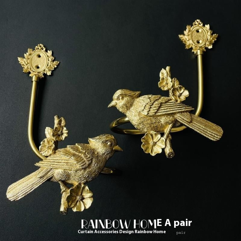 KTX-498771 Lily Little Angel Wings Brass Curtain Hooks with Decorative Leaf and Flower Designs