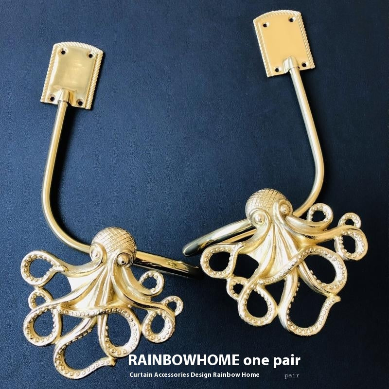 KTX-498771 Lily Little Angel Wings Brass Curtain Hooks with Decorative Leaf and Flower Designs