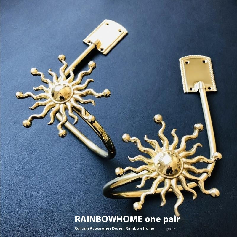 KTX-498771 Lily Little Angel Wings Brass Curtain Hooks with Decorative Leaf and Flower Designs