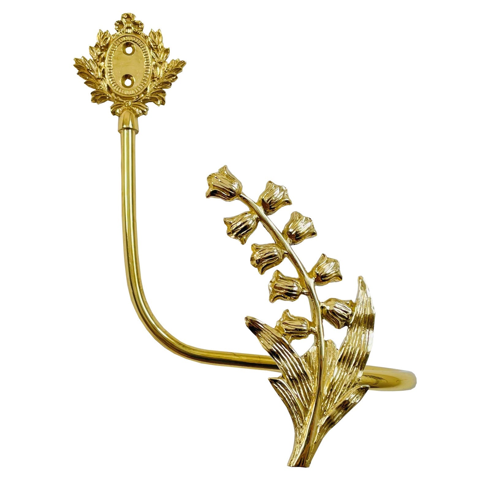 KTX-498771 Lily Little Angel Wings Brass Curtain Hooks with Decorative Leaf and Flower Designs