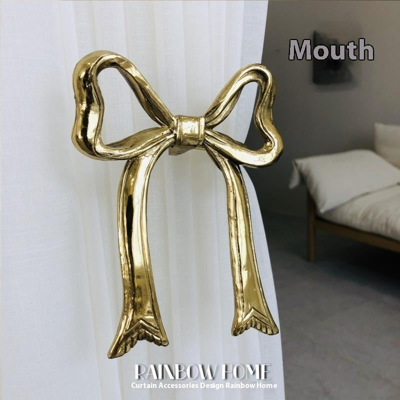 KTX-498771 Lily Little Angel Wings Brass Curtain Hooks with Decorative Leaf and Flower Designs