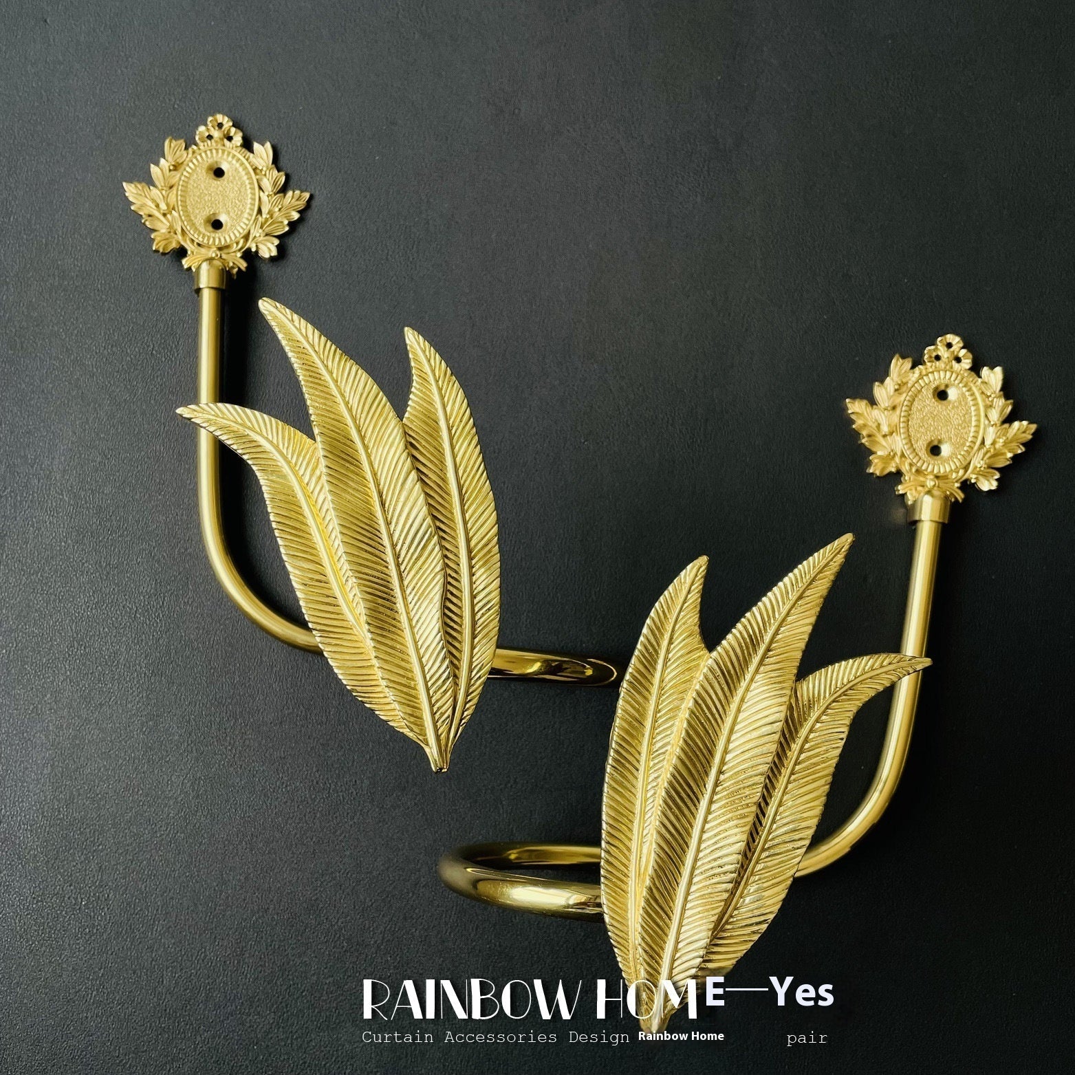 KTX-498771 Lily Little Angel Wings Brass Curtain Hooks with Decorative Leaf and Flower Designs