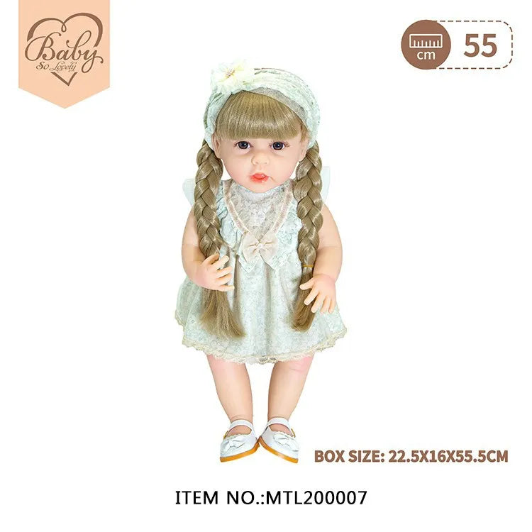 KTX-498899 22 Inch Reborn Baby Doll - Realistic Full Silicone Toddler Doll for Ages 0 to 14 Years