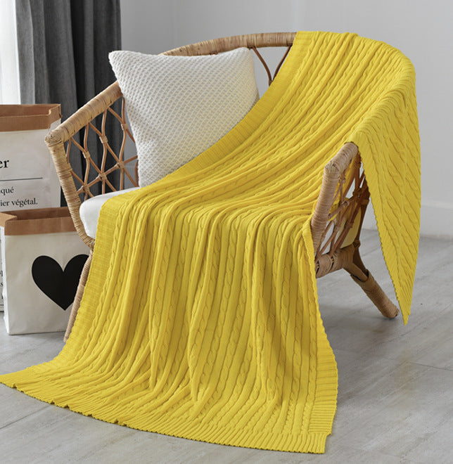 KTX-499219 Nordic Cotton Decorative Blanket for Nap and Leisure, Plain Pattern, 3% Shrinkage Rate