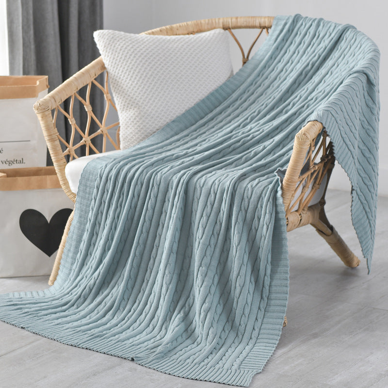 KTX-499219 Nordic Cotton Decorative Blanket for Nap and Leisure, Plain Pattern, 3% Shrinkage Rate