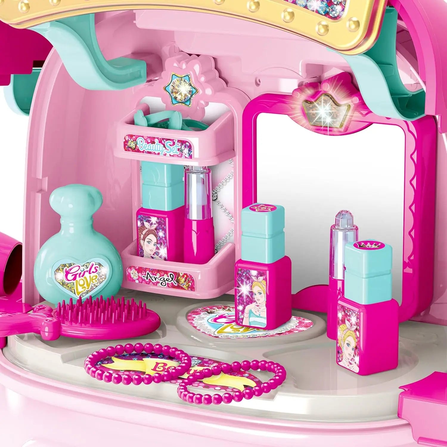 KTX-500051 Kids Pretend Play Cosmetic Makeup Kit - 2 in 1 Makeup Case for Girls Ages 2 to 13