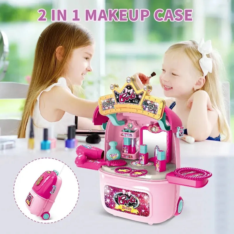 KTX-500051 Kids Pretend Play Cosmetic Makeup Kit - 2 in 1 Makeup Case for Girls Ages 2 to 13