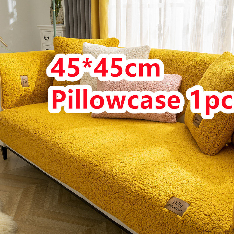 KTX-500691 Thick Plush Non-Slip Lamb Velvet Sofa Cushion in Multiple Colors, 45x45cm
