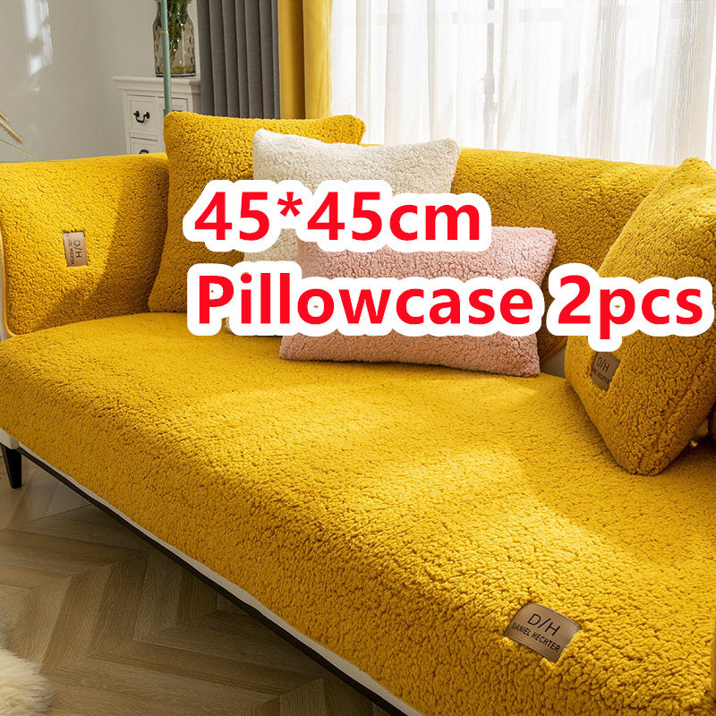 KTX-500691 Thick Plush Non-Slip Lamb Velvet Sofa Cushion in Multiple Colors, 45x45cm