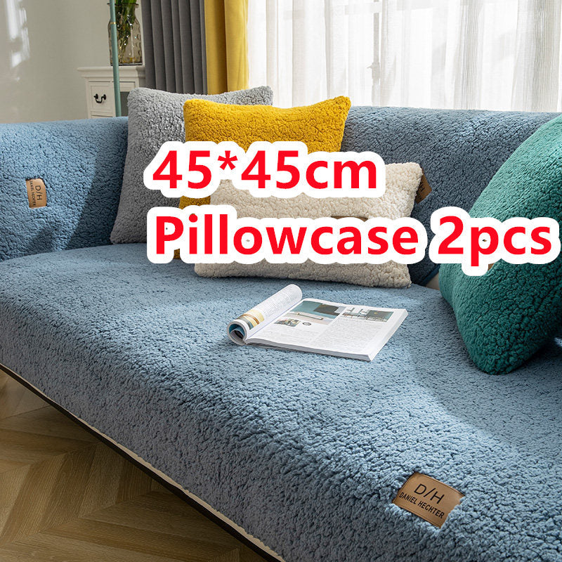 KTX-500691 Thick Plush Non-Slip Lamb Velvet Sofa Cushion in Multiple Colors, 45x45cm