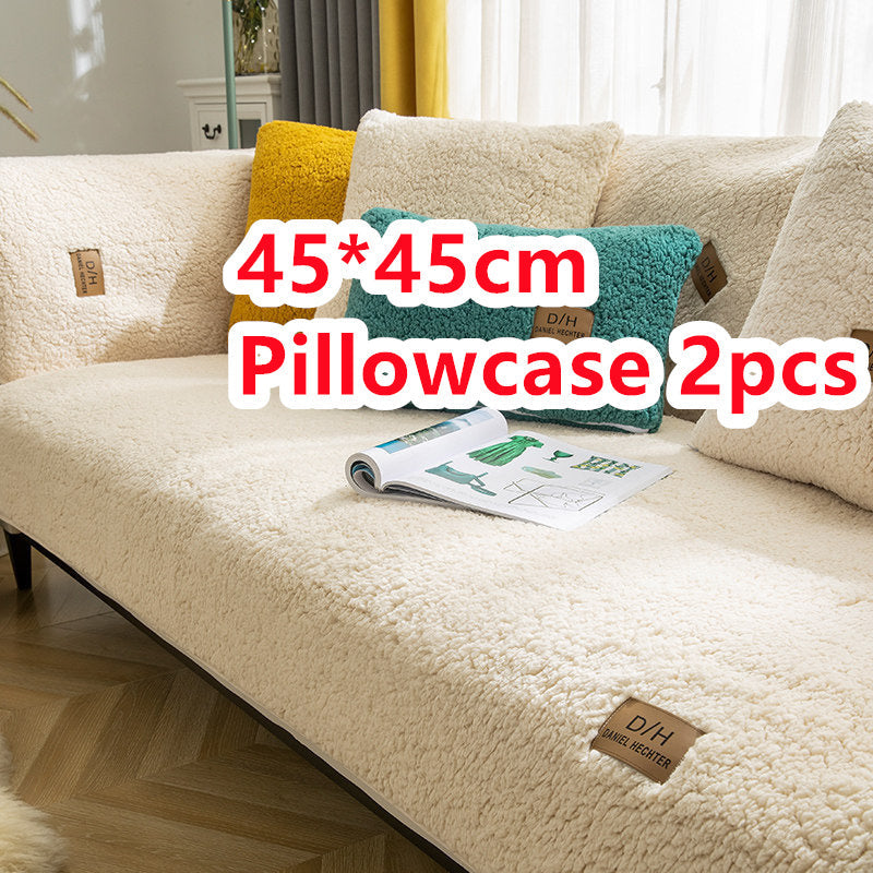 KTX-500691 Thick Plush Non-Slip Lamb Velvet Sofa Cushion in Multiple Colors, 45x45cm