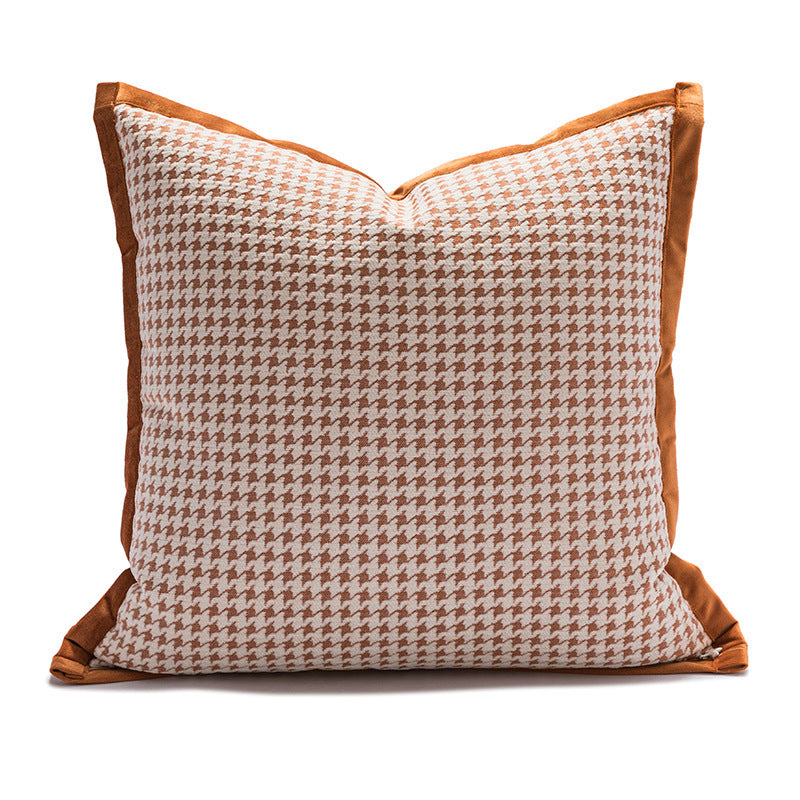 KTX-501331 Tassel Lace Modern Houndstooth Orange Cushion Cover - 45x45cm