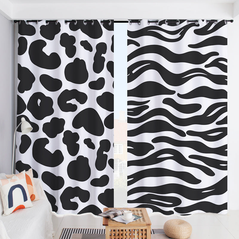 KTX-502227 Windproof and Warm Shading Curtains for Living Room and Bedroom - Modern Stripe, Heart, and Geometric Patterns