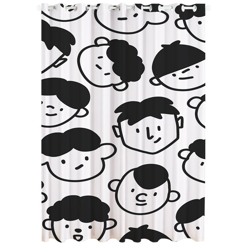 KTX-502227 Windproof and Warm Shading Curtains for Living Room and Bedroom - Modern Stripe, Heart, and Geometric Patterns