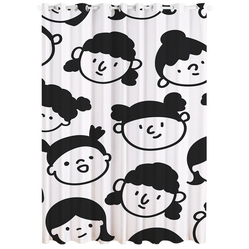 KTX-502227 Windproof and Warm Shading Curtains for Living Room and Bedroom - Modern Stripe, Heart, and Geometric Patterns