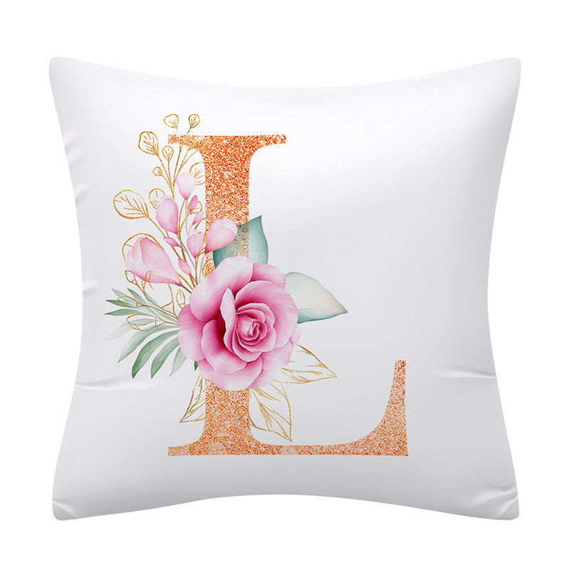 KTX-502355 Pink Floral Polyester Cushion Cover - 45x45cm Pillowcase with Botanical Design
