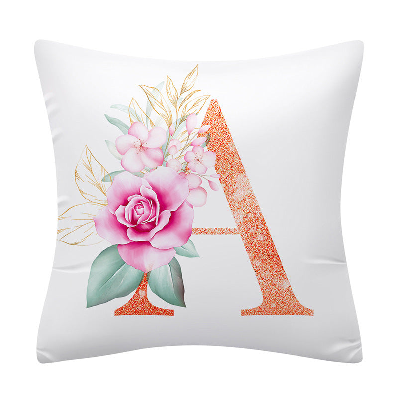 KTX-502355 Pink Floral Polyester Cushion Cover - 45x45cm Pillowcase with Botanical Design