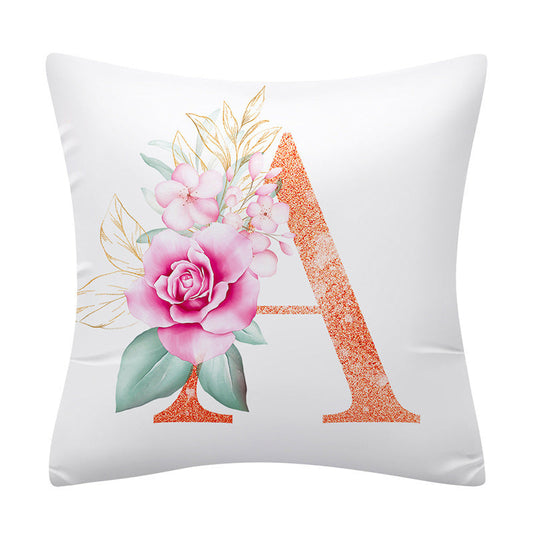 KTX-502355 Pink Floral Polyester Cushion Cover - 45x45cm Pillowcase with Botanical Design