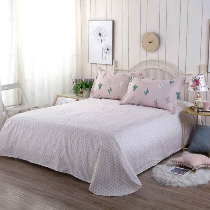 KTX-502675 Cotton Cartoon Three-Piece Bedding Set with Floral Design for 1.2m Bed