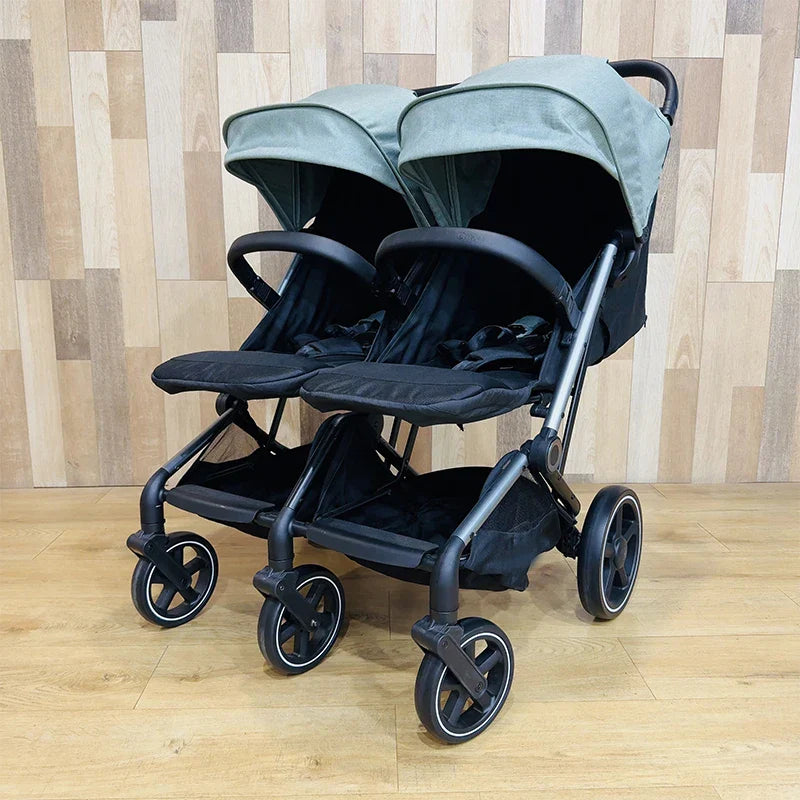 KTX-502867 Lightweight Side-by-Side Double Umbrella Stroller with Ample Storage for Travel