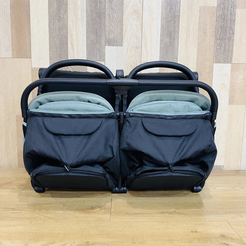 KTX-502867 Lightweight Side-by-Side Double Umbrella Stroller with Ample Storage for Travel