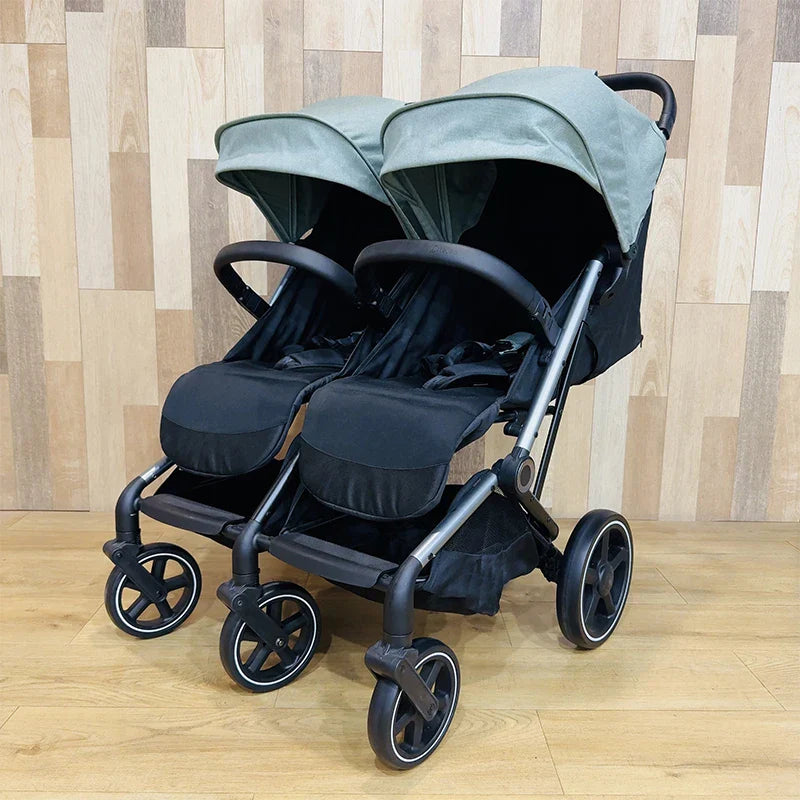 KTX-502867 Lightweight Side-by-Side Double Umbrella Stroller with Ample Storage for Travel