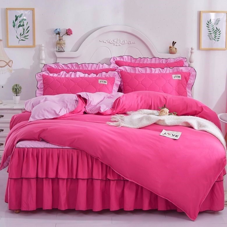 KTX-502995 Quilted Bed Skirt and Bedspread Set with Flower Patterns in Multiple Colors